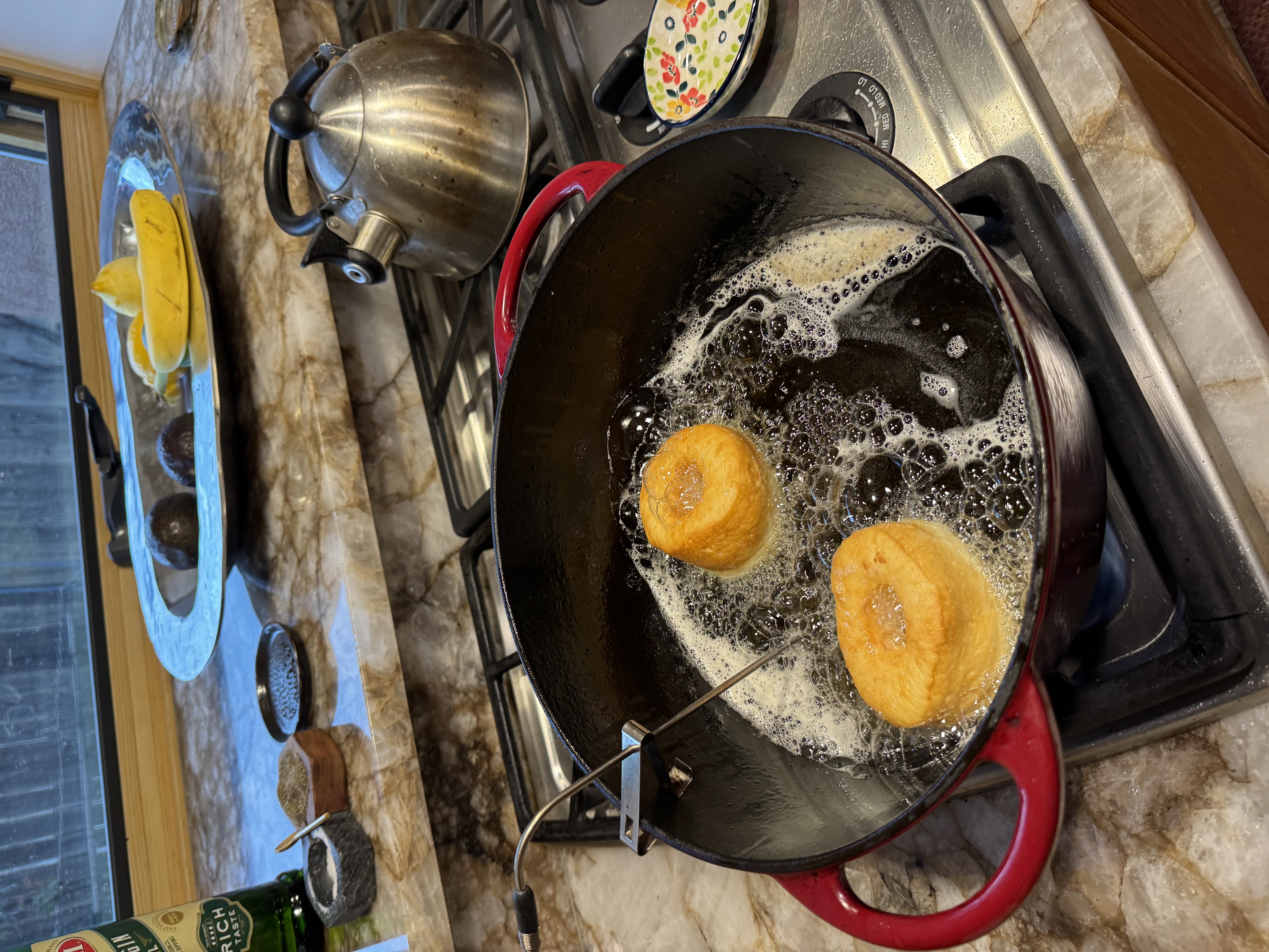 Frying donuts