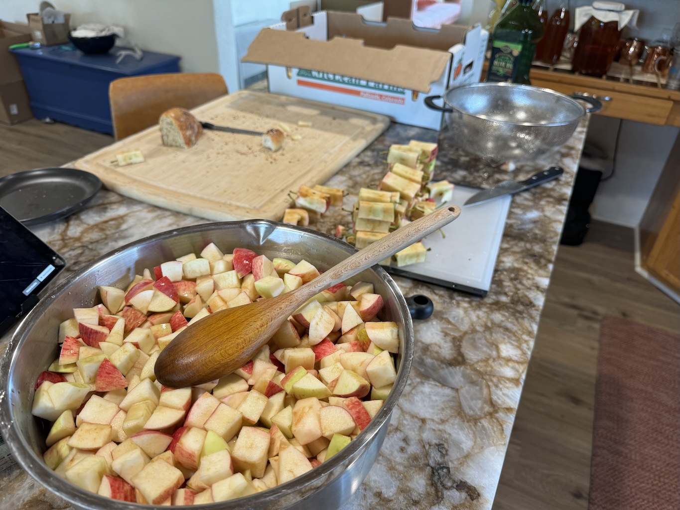 Preparing to cook down apples