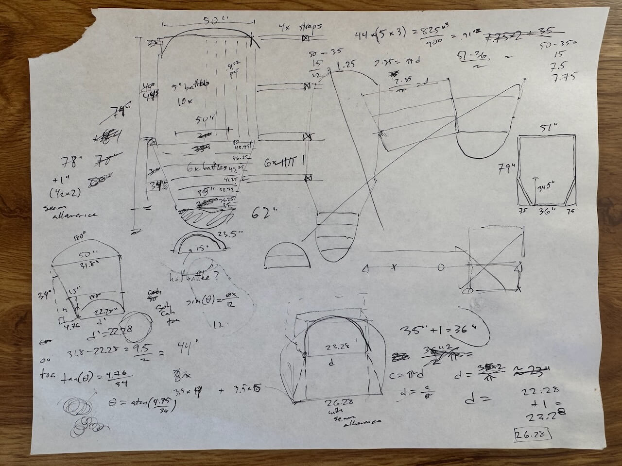 Handwritten notes and design