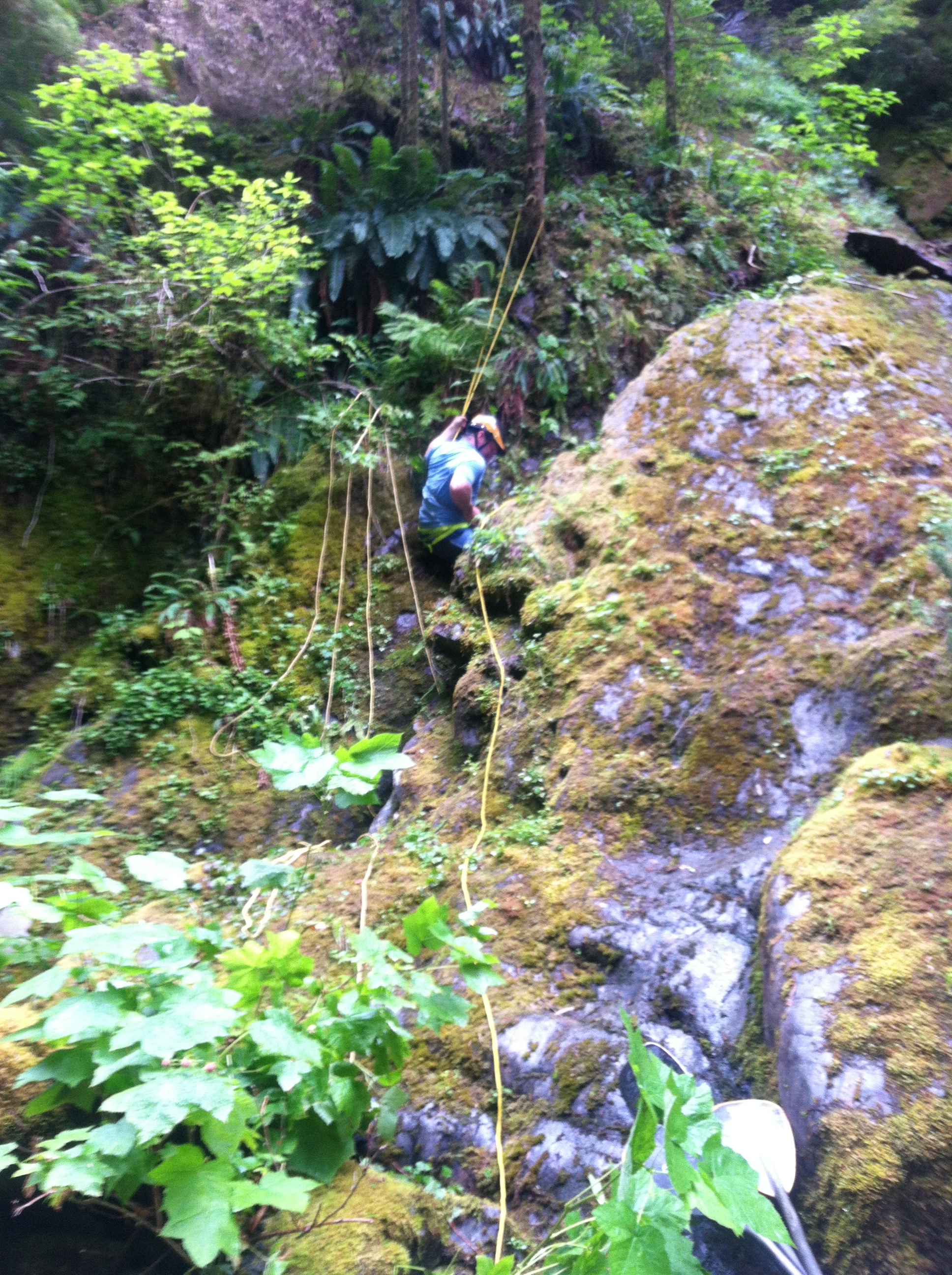 Tom finishing the last rappel